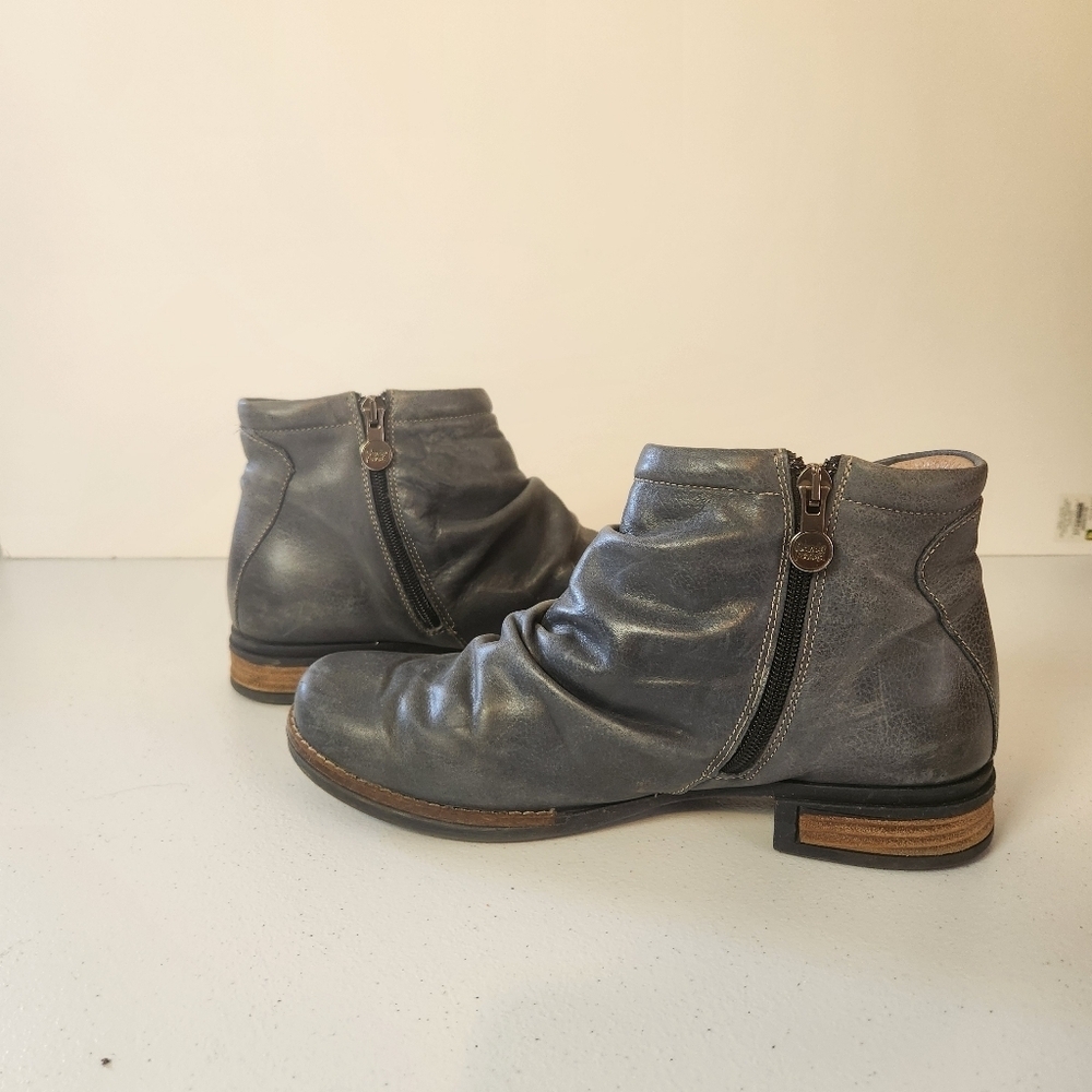 Wanda Panda Gray Leather Ankle Boots Zipper Womens size 8 EU 39 Fall Winter - Picture 8 of 8